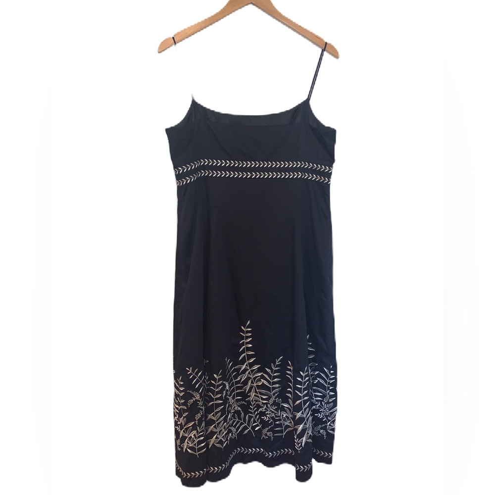 Ann Taylor Navy Ruched Embroidered Sundress Size 12 - Picture 3 of 7